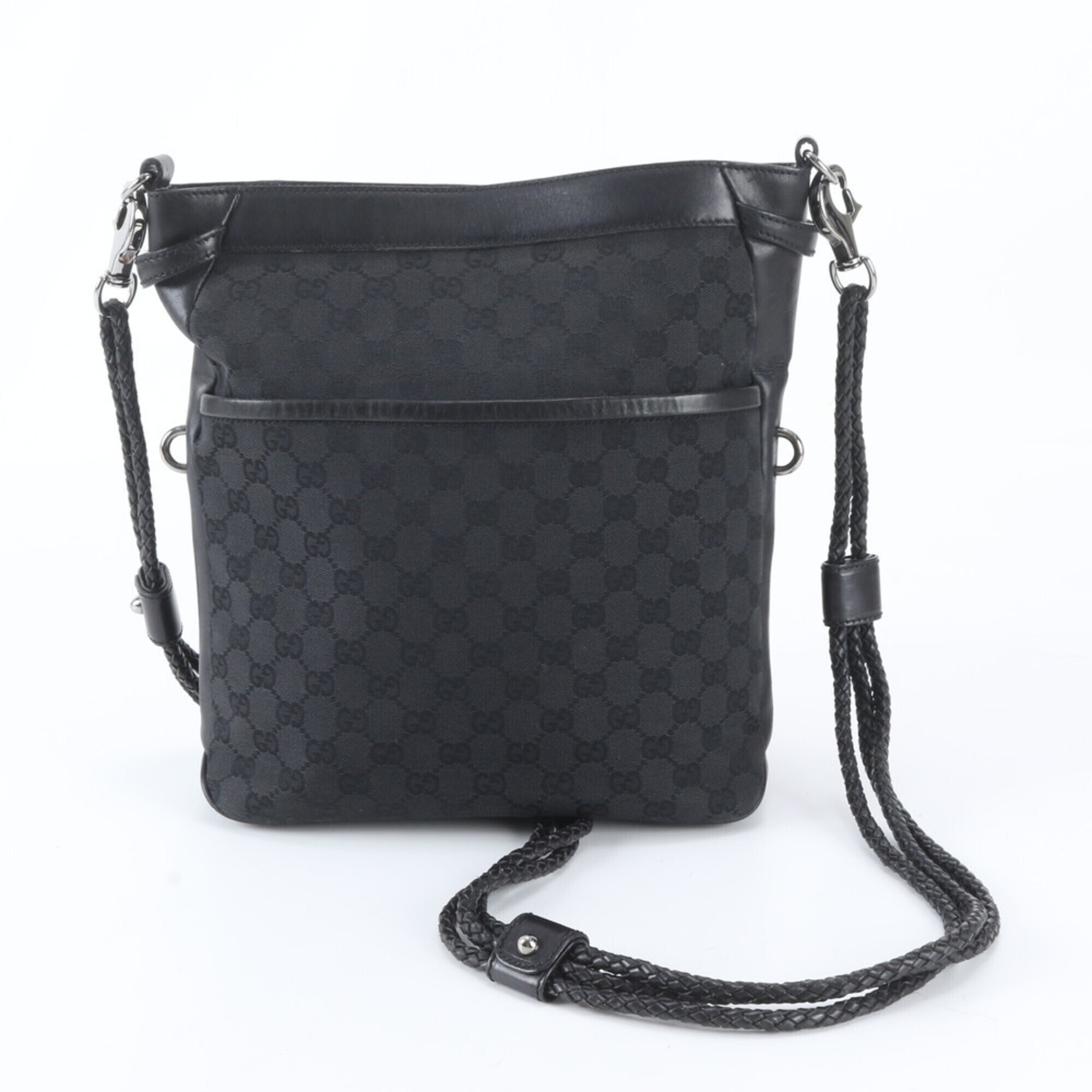 Gucci Gg Canvas 109097 Leather Shoulder Bag Messenger Black Men's